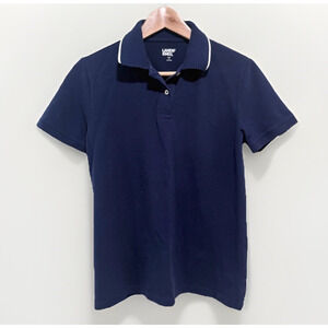 Lands' End Navy Polo Shirt Womens S 6-8 Cotton Short Sleeve Preppy Resort Golf